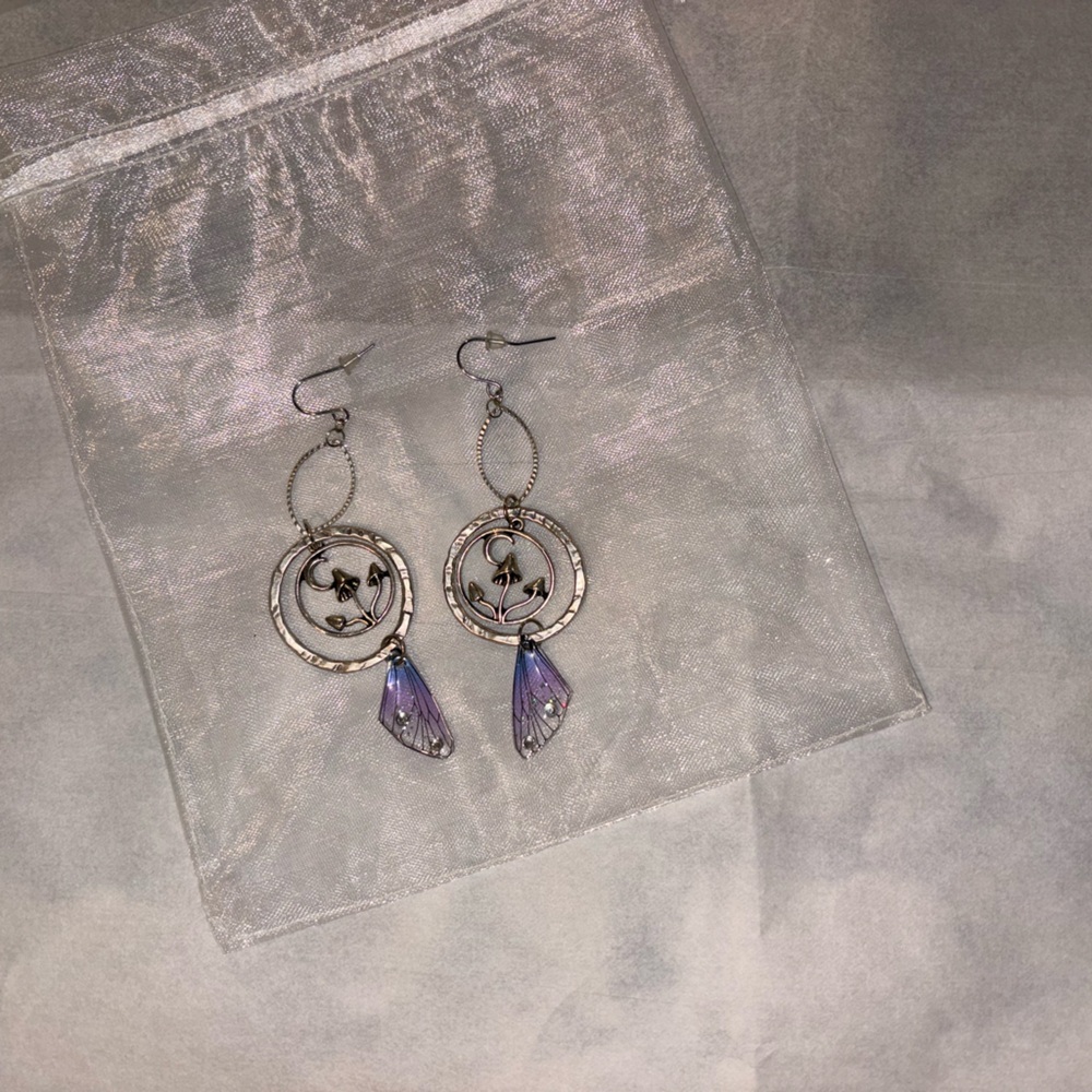 Whimsical Silver and Purple Dangle Earrings